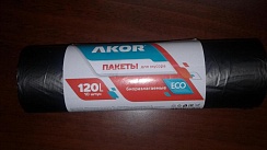 Мусорные пакеты "АКОР" БИО 120л*12мк 10шт черный *50 